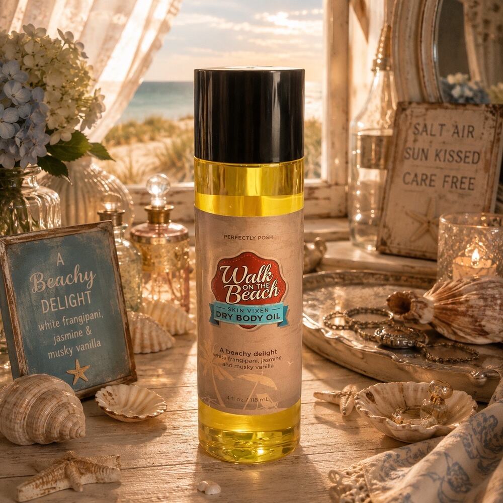 Perfectly Posh Walk on the Beach Skin Vixen Dry Body Oil 4 oz Retired NEW